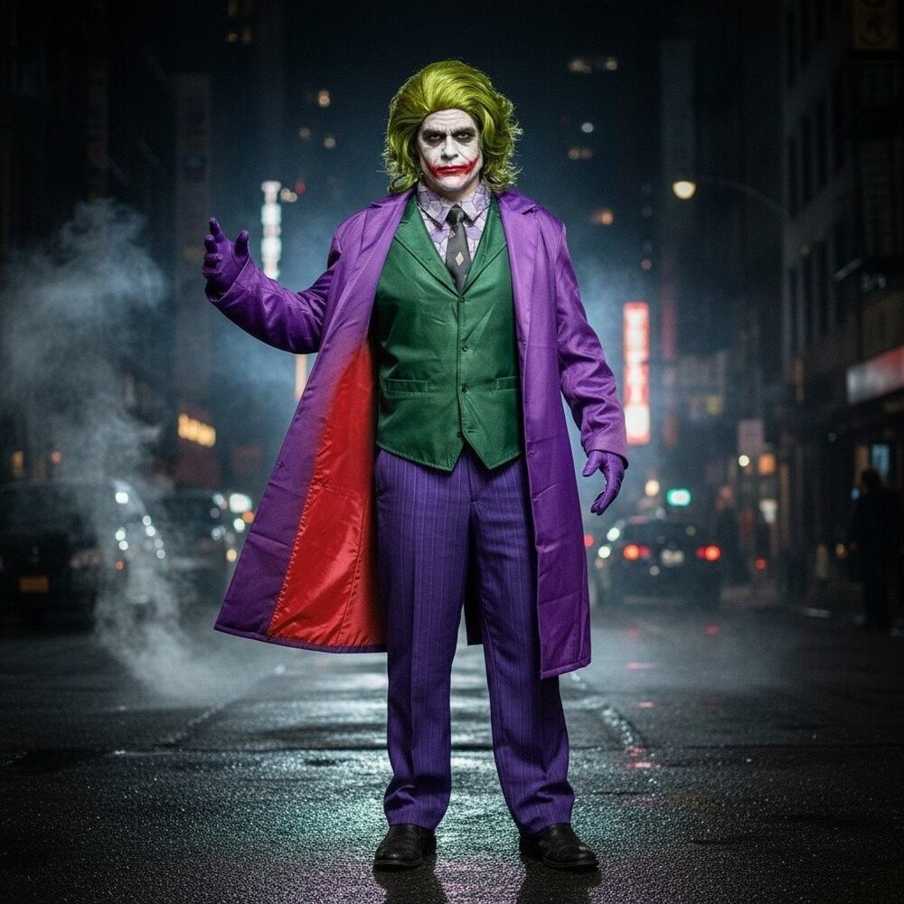 Jack Nicholson-Napier-Joker Costume XL-Batman-Purple Suit-Wig-Mens-Cosplay-Movie